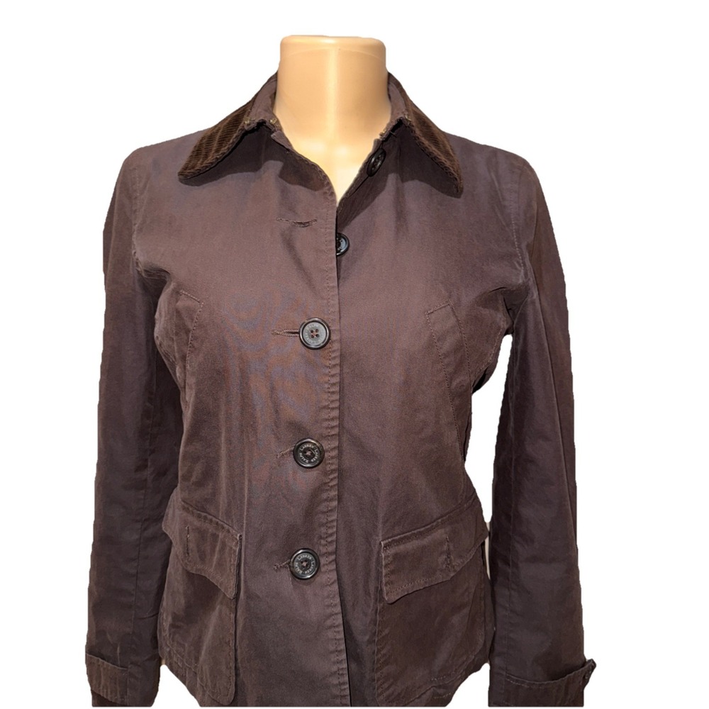 Ralph Lauren Ladies Brown Jacket Sash Belt Brown Corduroy‎ Collar Size p coat